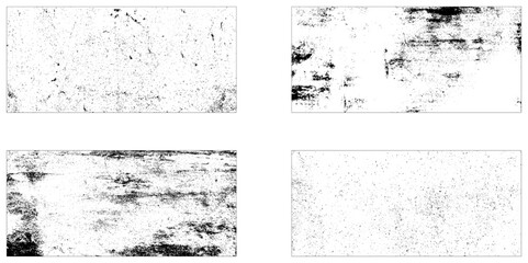 Collection of 4 grunge texture. Vector design. Set of different grunge textures