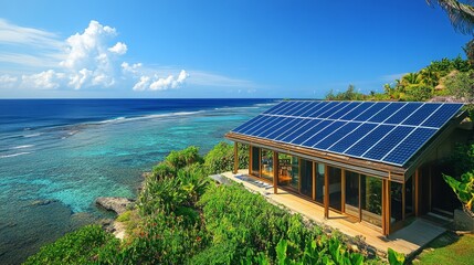 Modern Sustainable Home with Ocean View and Solar Panels