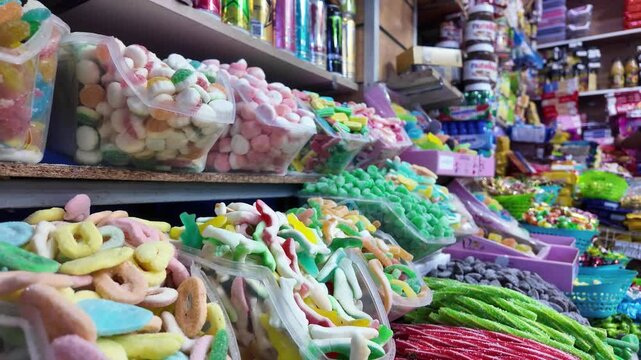 26-07-2024 : Close-Up of Sweets and Colorful Candies at Souk El Had, Agadir, Morocco