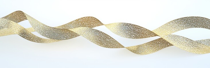 Fototapeta premium For Christmas and wedding cards, this gold satin ribbon scroll set is isolated on a white background with a clipping path.