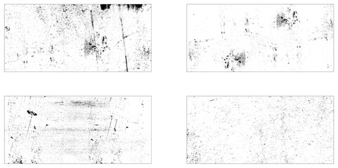 Collection of 4 grunge texture. Dirty and distressed paint on old wall. Abstract vector