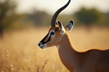 Impala Gazelle Portrait in Golden Light. Wild Life.