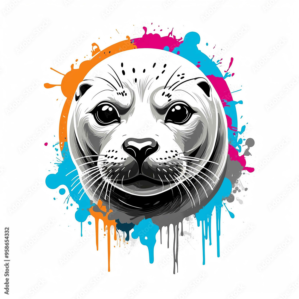 Canvas Prints seal head graffiti street style logo on plain white background