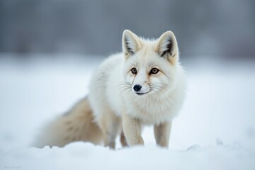 Obraz premium Arctic Fox Standing in the Snow. Wild Life.