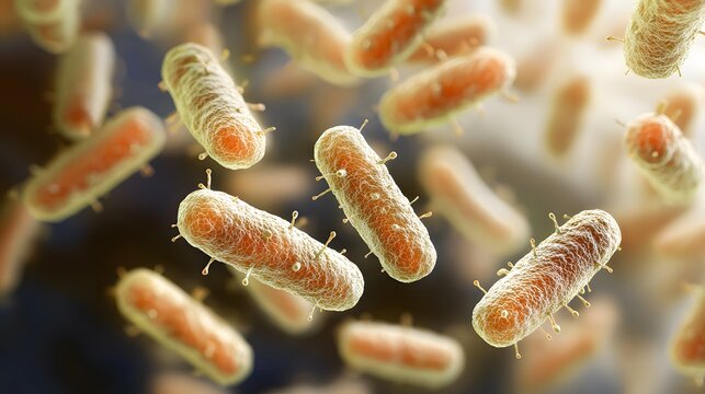 A highly detailed and realistic close-up of this bacteria: **Bacteroides fragilis** - Important in the human gut microbiota; can cause abdominal infections.