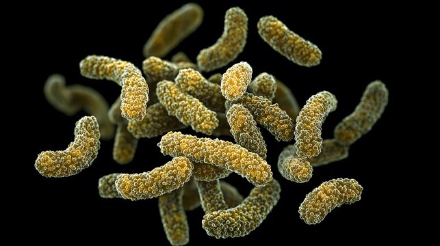 A highly detailed and realistic close-up of this bacteria: **Moraxella catarrhalis** - Can cause respiratory infections, especially in children and the elderly.