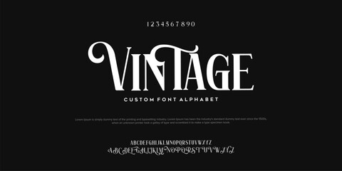 Vintage Elegant luxury serif font in modern style. Elegant wedding alphabet letters font and number. Typography Luxury classic lettering serif fonts decorative vintage retro logo