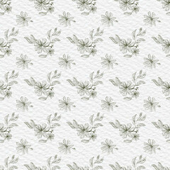 vintage and minimal green floral seamless pattern png hand drawn.
