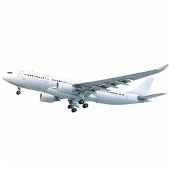 Obraz premium Passenger airplane taking off, isolated on white background, dynamic flight.