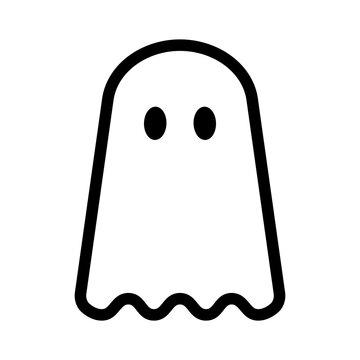 
Illustration showing a black Halloween ghost icon on a white background