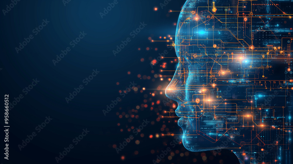 Poster the concept of llm, ai large language model with icons concept. ai deep learning to use for work sup
