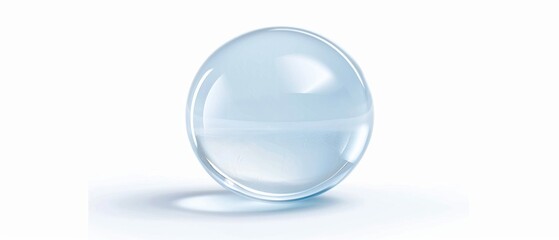 A clear glass ball with a blue tint