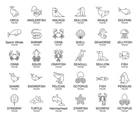 Animals logos collection. Animal logo set. Icon design