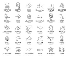 Animals logos collection. Animal logo set. Icon design