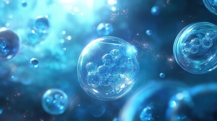 Abstract Blue Spheres in a Dreamlike Setting