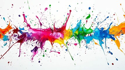 Abstract Colorful Paint Splatter on White Background