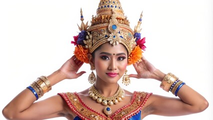 A Woman Wearing Traditional Balinese Headdress and Jewelry