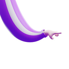 Hand pointing something flexible concept cartoon illustration isolated cut-out transparent background. 3d render