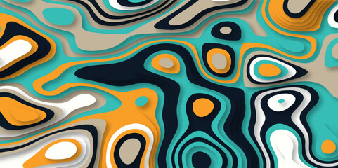 Geometric background of shapes and stripes with smooth edges colorful papercut vector. Papercut multi layers 3D color texture vector background.