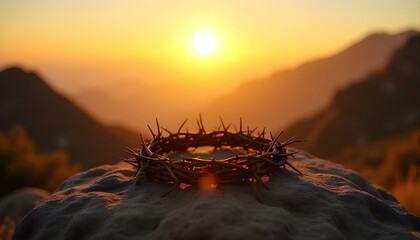 crown of thorns of jesus christ in sunset