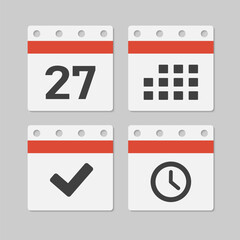 Icon page calendar - 27 day, agenda, timer, done