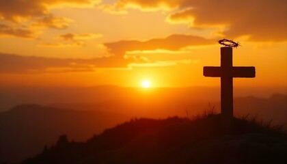 crown of thorns of jesus christ in sunset