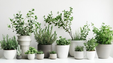 Obraz premium Lush Greenery in Modern Pots