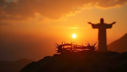 crown of thorns of jesus christ in sunset