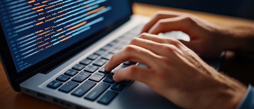 A developer immersed in website coding, working late into the night. Captures the intensity and dedication of programming.