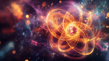 Obraz premium 46. Digital art of a nutrient atom surrounded by intricate, radiant molecular patterns
