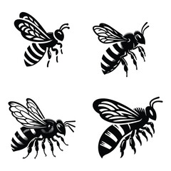  flying honey bee bumblebee character vector design