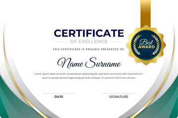 Vector modern employee of the month excellence certificate	