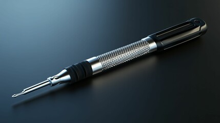 Silver and Black Multi-Bit Screwdriver Tool