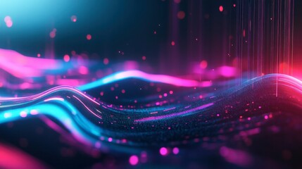 A 3D abstract multicolor visualization with floating shapes and glowing lines, evoking a sense of futuristic design.