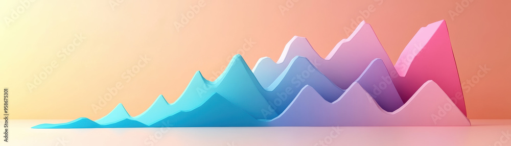 Poster colorful graph chart showcasing data visualization with gradient peaks on a peach background, repres