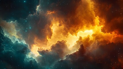 Cosmic Nebula with Stars and Dust Clouds