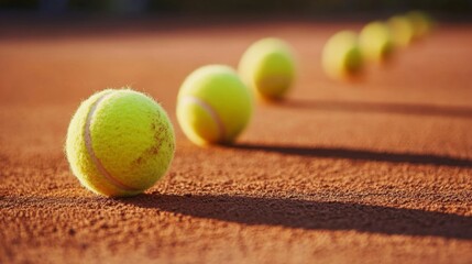 Tennis Balls on Clay Court