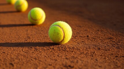 Tennis Balls on Clay Court