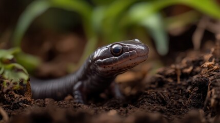 Obraz premium Black Salamander Close-Up