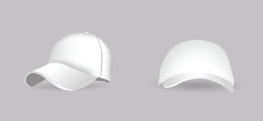 set of white cap mock up vector illustration