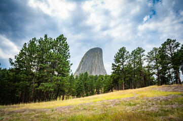 Devils Tower National Monument while hiking during a summer day