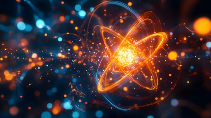 32. Glowing depiction of a nutrient atom with vibrant, swirling molecular formations