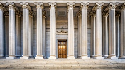 Neoclassical columned entrance portico to the US Supreme Court building in Washington DC, symmetrical, entrance,neoclassical, US Supreme Court, building, portico