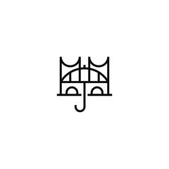 Umbrella bridge abstract logo design.