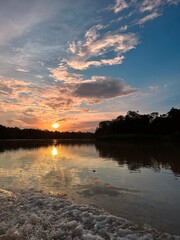 Sunset at Kinabatangan River in Malaysia