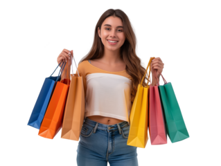 Young woman holding shopping bags