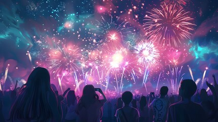 fireworks background at night party, new year's eve party