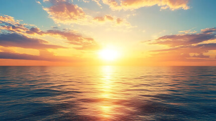Fototapeta premium Sunrise over a calm ocean horizon 