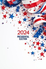 Fototapeta premium Election banner, stars and stripes, dynamic motion, 3D illustration , Add text 