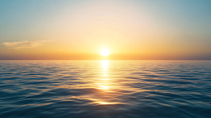 Obraz premium Sunrise over a calm ocean horizon 
